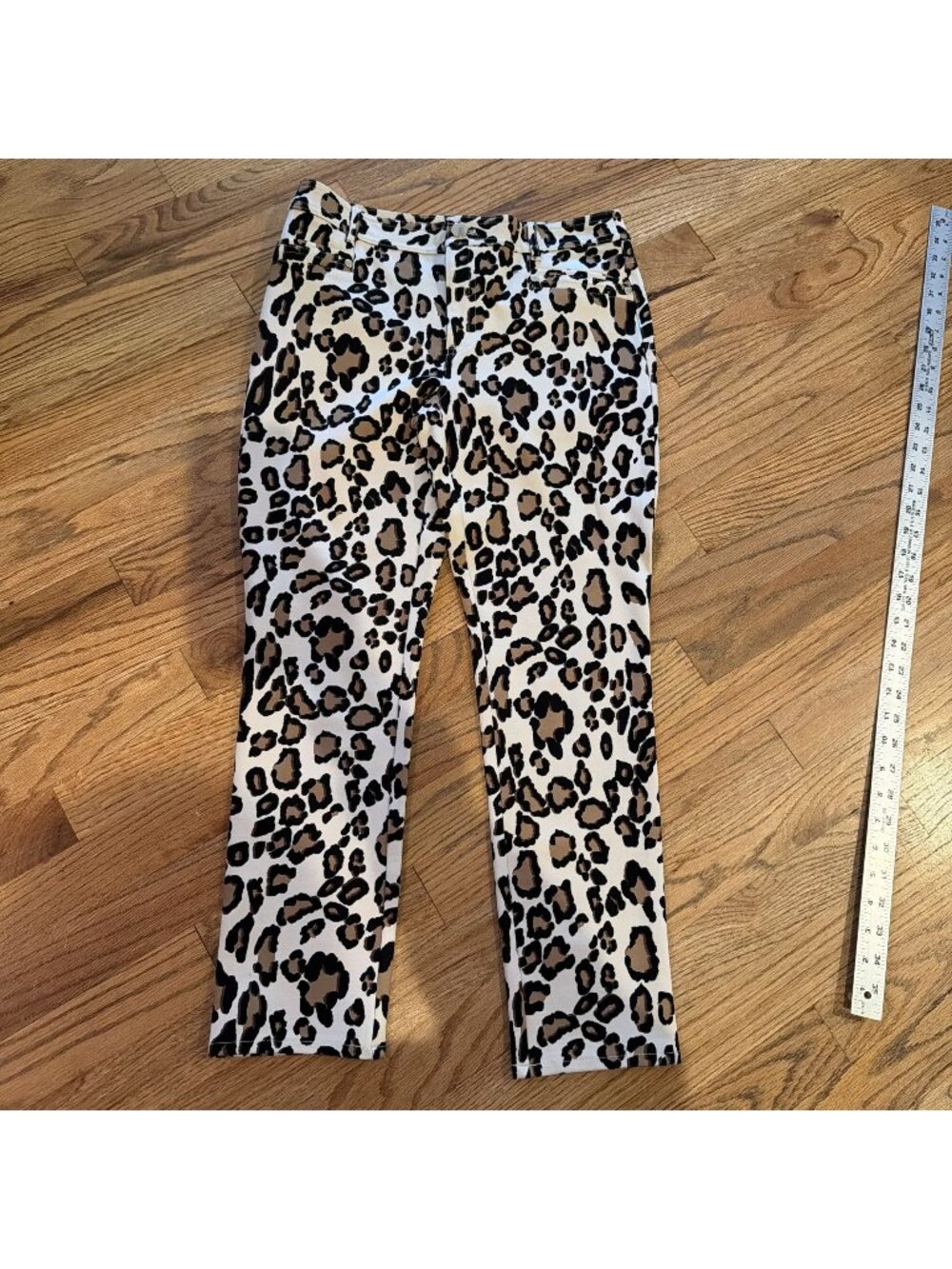 CHICO'S WOMENS LEOPARD PANTS SO SLIMMING 00 PETITE US SIZE 2